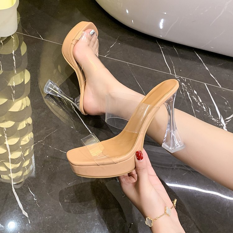 Damen elegante transparente High Heel Sandalen R&B