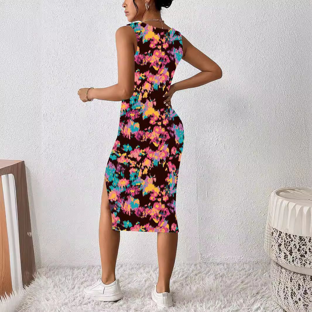 Damen Figürliches Maxikleid mit auffälligem Farbdesign R&B