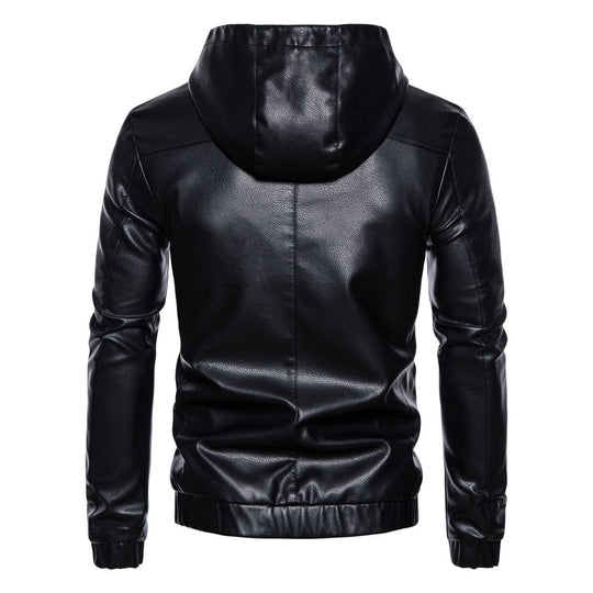 Herren Kunstlederjacke mit praktischem Kapuzen Design und sportiven Details R&B