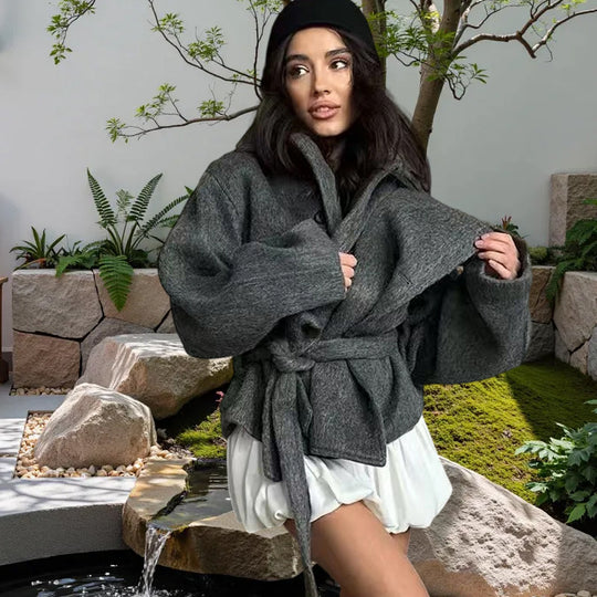 Damen oversized Wickeljacke R&B