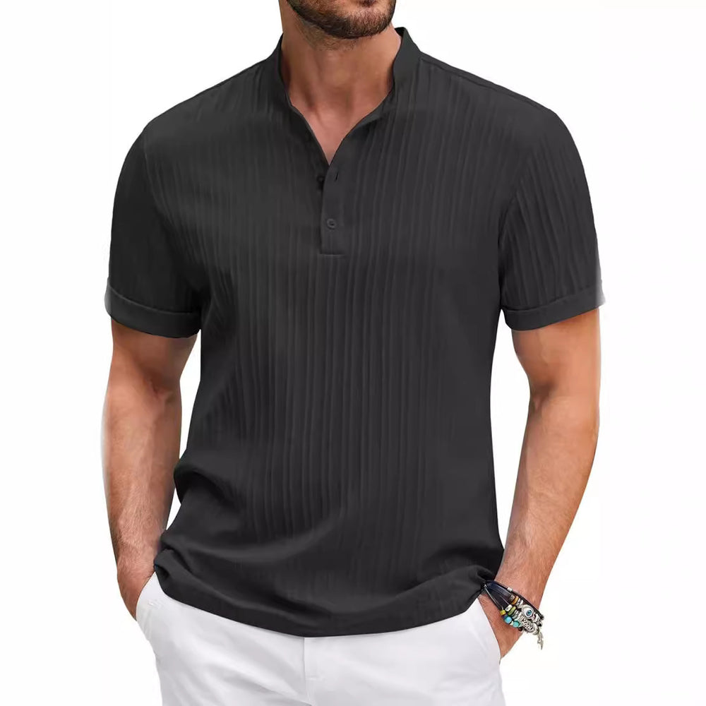 Herren Kurzarm Henley-T-Shirt mit strukturiertem Design R&B