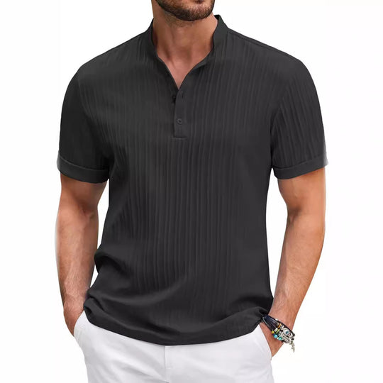 Herren Kurzarm Henley-T-Shirt mit strukturiertem Design R&B