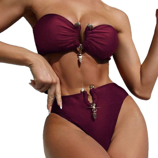 Damen Bandeau-Bikini mit glänzenden Akzenten R&B