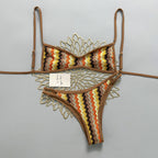 Damen Zweiteiliges Bikiniset mit geometrischem Zigzag-Muster R&B