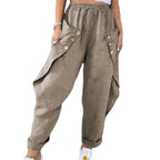 Damen lässige Sommerhose mit Knopfdetails und praktischen Seitentaschen R&B