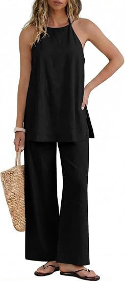 Damen Leichte und luftige Sommerhose mit Tanktop R&B