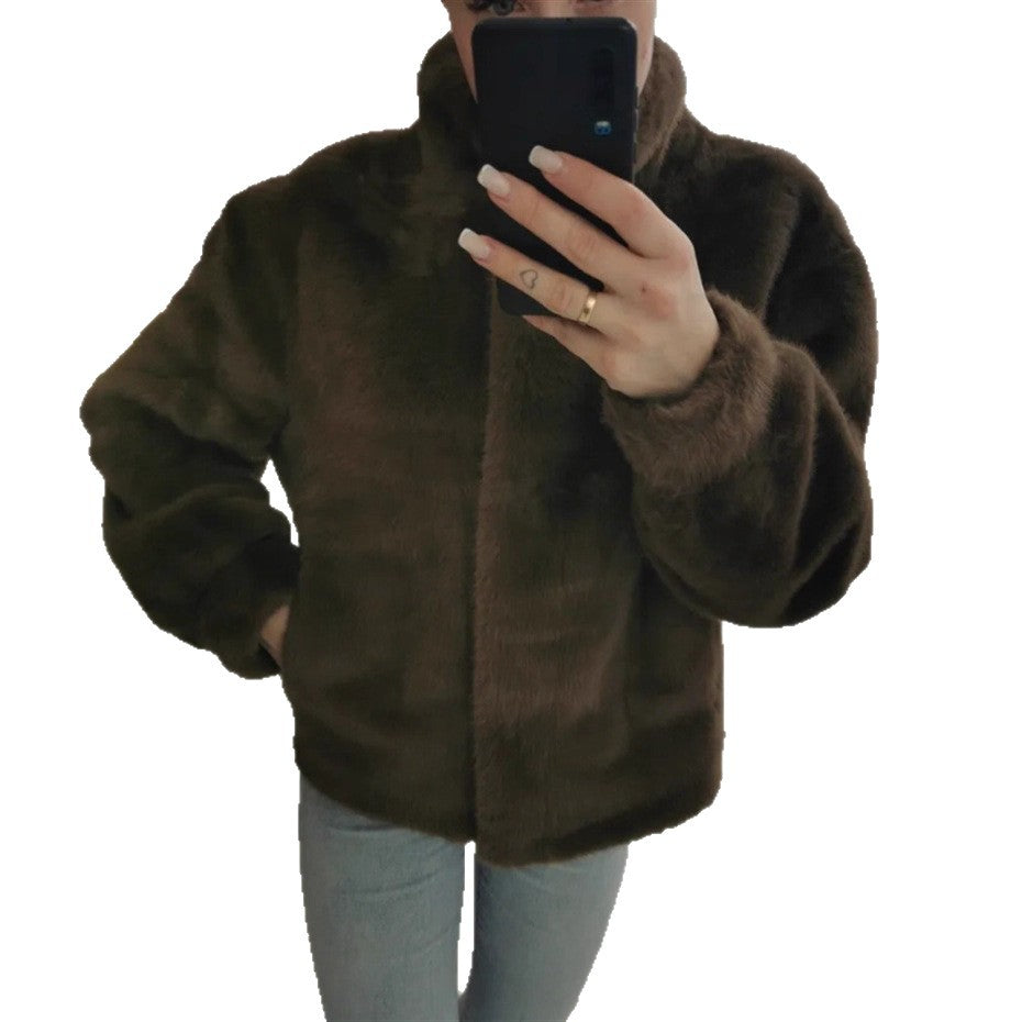Damen Fleecejacke mit hohem Kragen und seitlichen Eingrifftaschen R&B