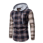 Herren Karo-Hemdjacke mit integrierter Kapuze und modernen Mustern