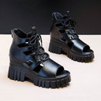 Damen Hochfrontige Schnürsandalen mit robustem Blockabsatz R&B