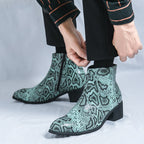 Damen Modische Ankle Boots mit schickem Schlangenleder-Design