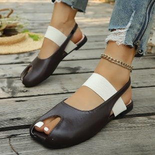 Damen elegante Zehentrenner-Sandalen mit elastischen Riemen R&B
