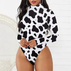 Damen Eleganter Langarmbody mit hohen Kragen R&B