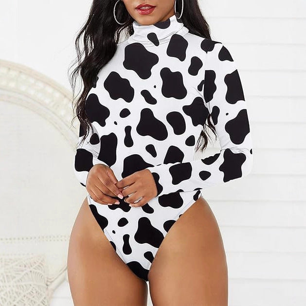 Damen Eleganter Langarmbody mit hohen Kragen R&B
