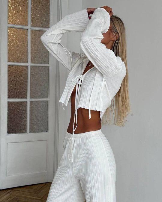 Damen lässiges Strickset mit verstellbarem Kordelzug R&B