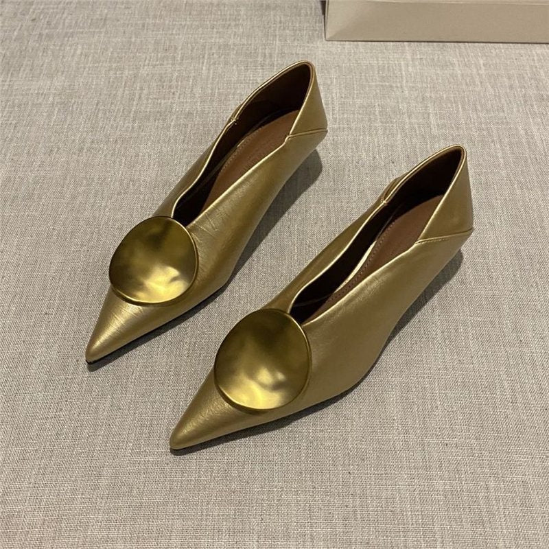 Damen spitze Ballerinas mit dekorativem Metallic-Detail R&B