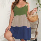 Damen luftiges, mehrfarbiges Sommerkleid mit verstellbaren Trägern R&B