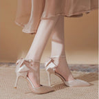 Damen elegante High Heels mit zartem Riemchen und Schleifenakzent R&B