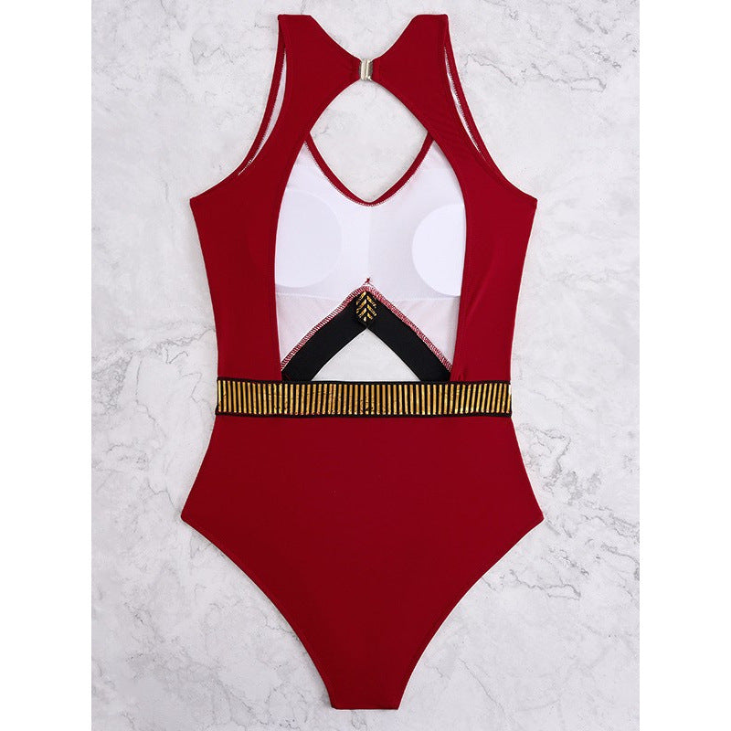 Damen Badeanzug mit Cut-Out Design und modischen Akzenten R&B