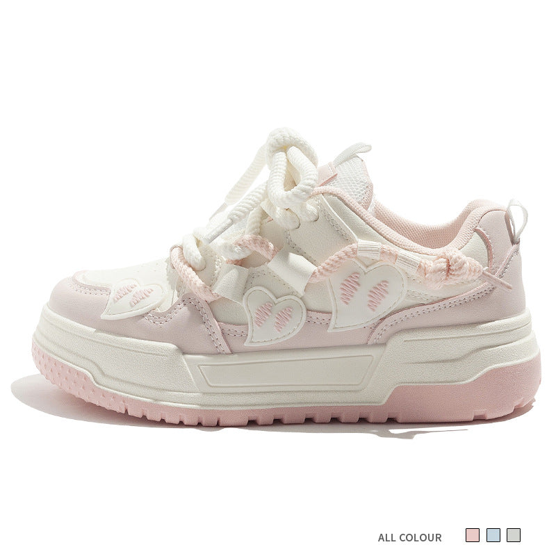 Damen Sneakers mit verspieltem Herzdesign und bequemer Dämpfung