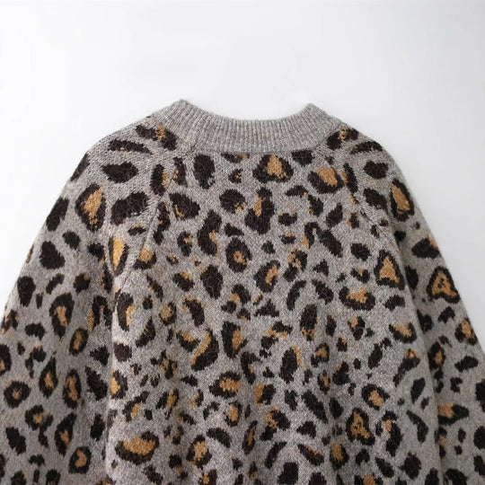 Damen Kuscheliger Strickpullover mit modernem Leopardenmuster R&B