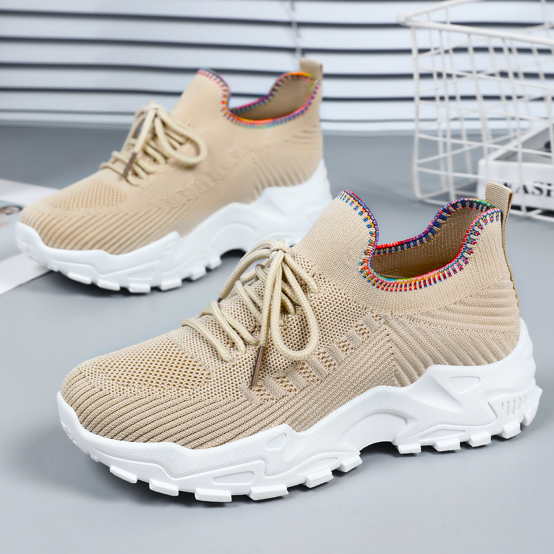 Damen Bequeme Lauf-Sneaker mit elastischem Strickdesign und rutschfester Sohle R&B