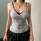 Damen Crop-Top mit floralem Design und Spaghetti-Trägern R&B