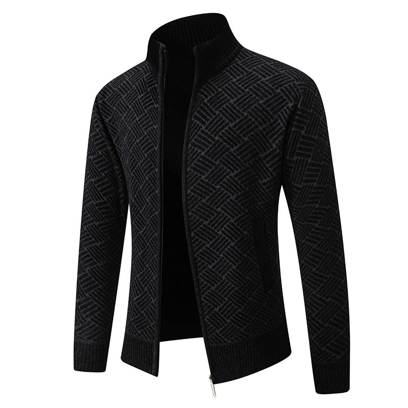 Herren Strickjacke mit modernem Karomuster R&B