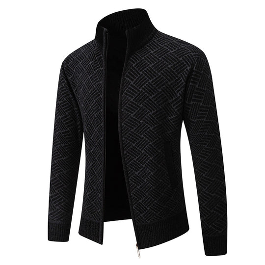 Herren Strickjacke mit modernem Karomuster R&B