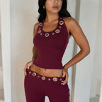 Damen Modischer Jumpsuit mit dekorativem Halterkragen und Gürteldetails R&B