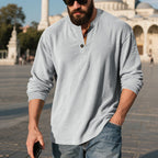 Herren Langarm-Henley-Shirt mit strukturiertem Design R&B