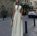 Damen Elegantes Maxi-Kleid mit tiefem V-Ausschnitt und schmalem Schnitt