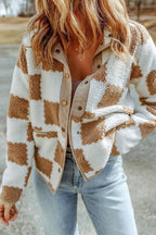R&B | Karomuster Fleece Strickjacke Top