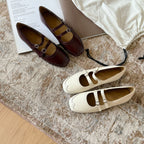 Damen Elegante Mary Jane Ballerinas mit modischen Riemchen und dekorativen Schnallen R&B