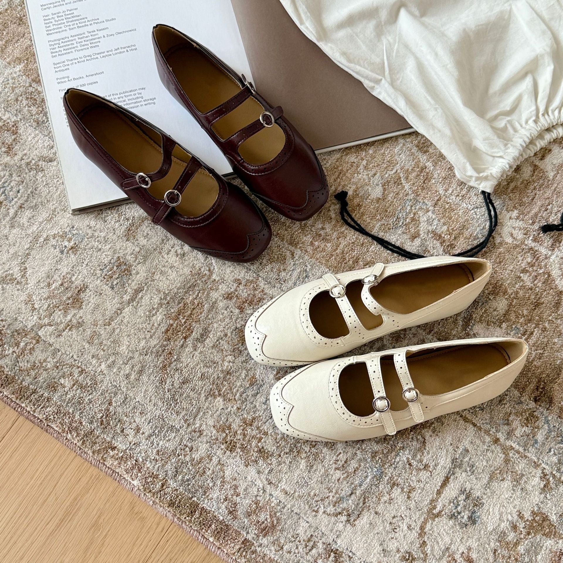 Damen Elegante Mary Jane Ballerinas mit modischen Riemchen und dekorativen Schnallen R&B