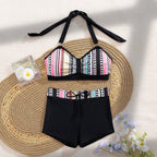 Damen Bikini-Set mit modischem High-Waist-Schnitt und verstellbaren Trägern R&B