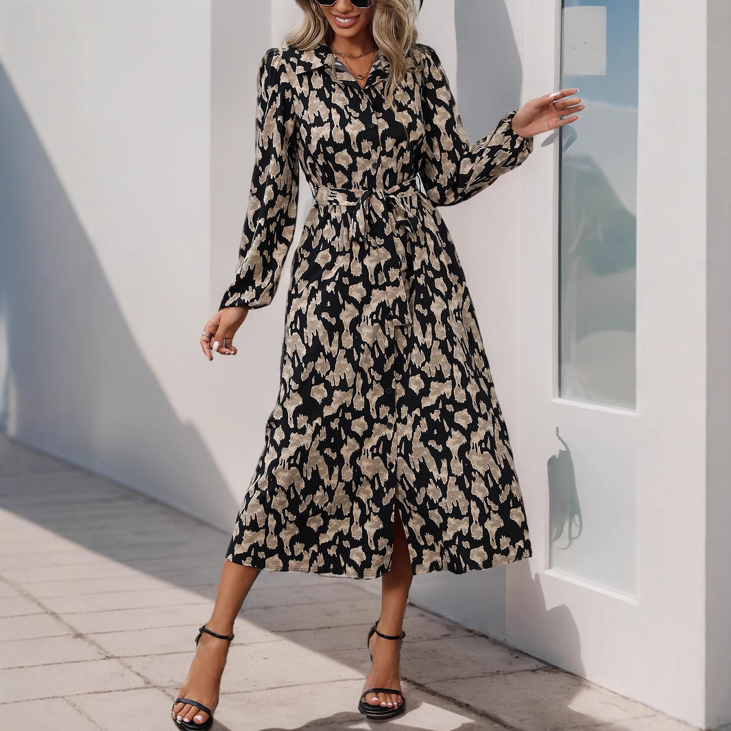 Damen Maxikleid mit elegantem Taillengürtel und stylischem Schlitzdesign R&B