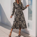 Damen Maxikleid mit elegantem Taillengürtel und stylischem Schlitzdesign