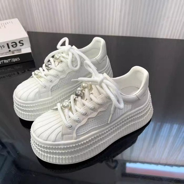 Damen modische Plateau Sneakers mit atmungsaktivem Obermaterial und komfortabler Sohle R&B