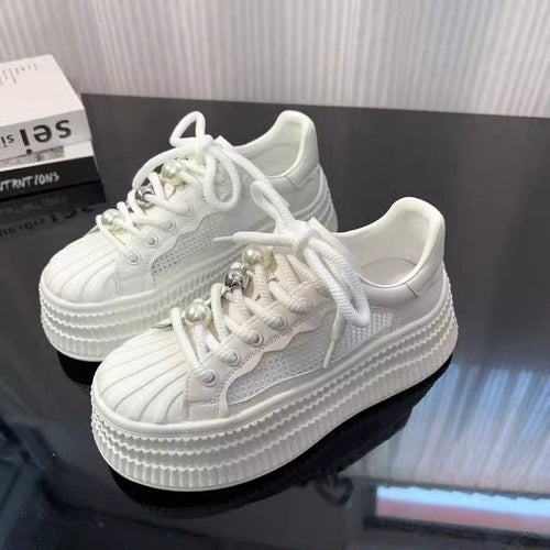 Damen modische Plateau Sneakers mit atmungsaktivem Obermaterial und komfortabler Sohle R&B