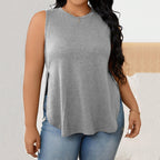 Damen lässiges Tanktop mit seitlichen Schlitzen und modischem Schnitt R&B