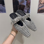 Damen trendige Mules mit modischem Netzdesign und stilvollem Riemen R&B