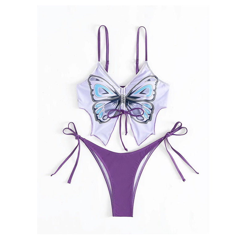 Damen Buntes Bikini-Set mit Schmetterlingsdesign R&B