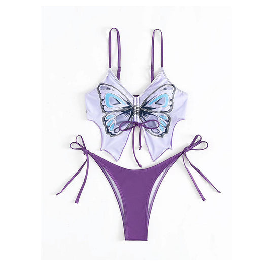 Damen Buntes Bikini-Set mit Schmetterlingsdesign R&B