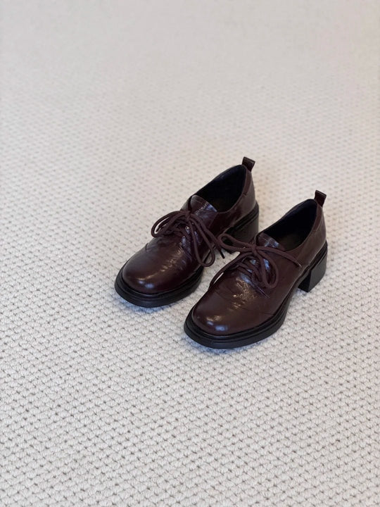 Damen Elegante Schnürschuhe mit modernem Blockabsatz und glänzender Oberfläche R&B