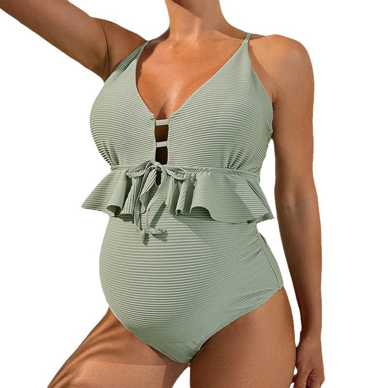 Damen Einteiliger Wickel-Badeanzug mit Rüschendetails R&B