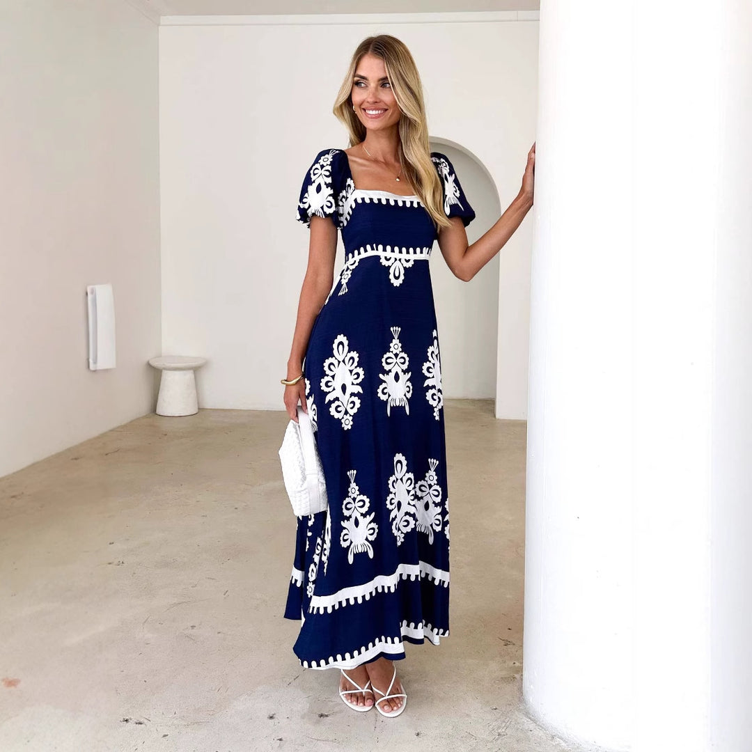 Damen Maxikleid mit eleganten Rüschendetails und floralem Muster R&B