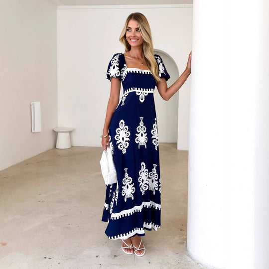 Damen Maxikleid mit eleganten Rüschendetails und floralem Muster R&B