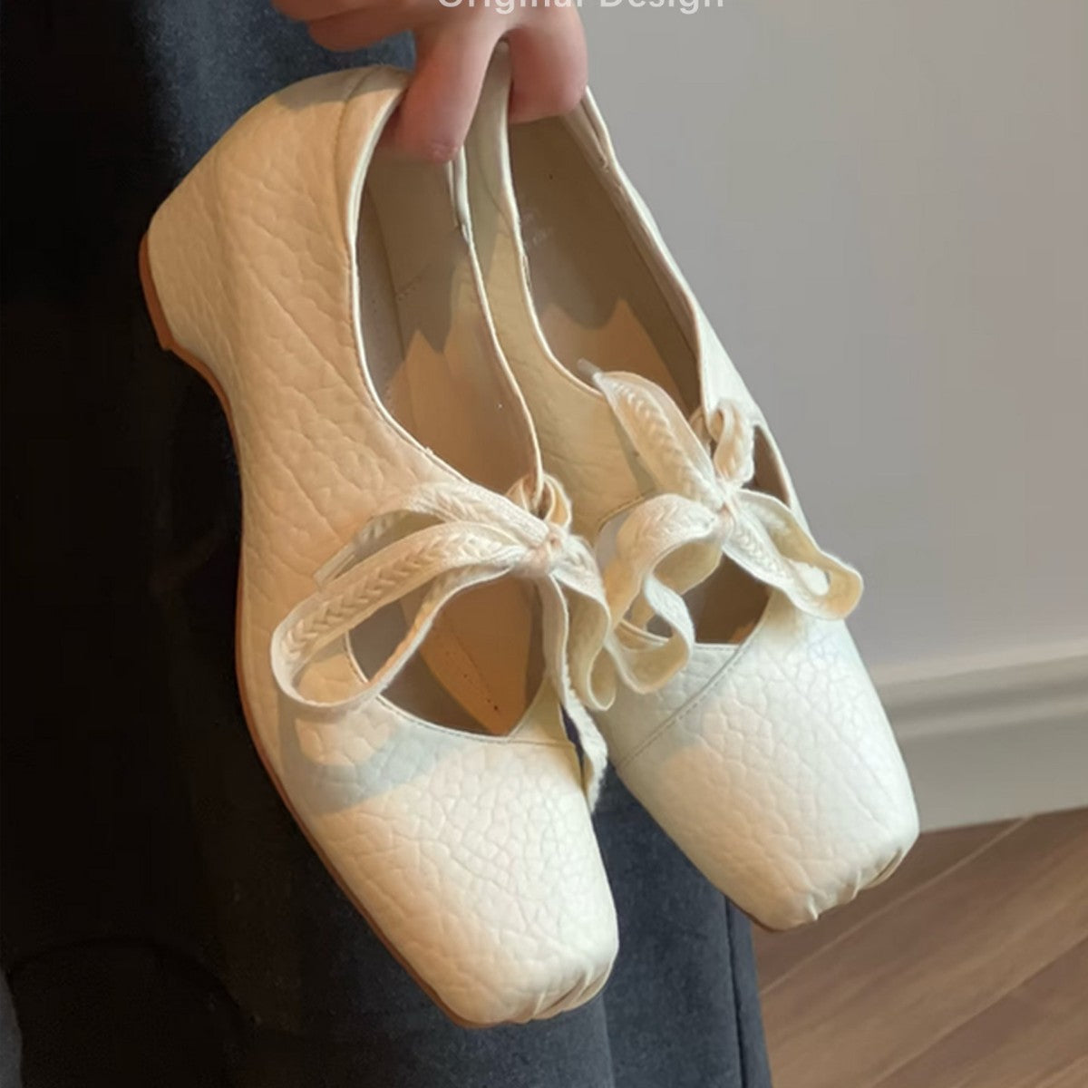 Damen Ballerinas im eleganten Schlangenlederlook mit dekorativem Schleifenakzent R&B