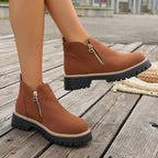 Damen lässige Stiefeletten mit seitlichem Reißverschluss und rutschfester Sohle R&B