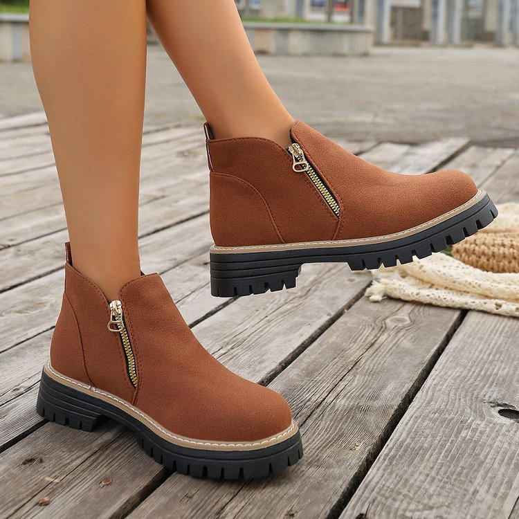Damen lässige Stiefeletten mit seitlichem Reißverschluss und rutschfester Sohle R&B